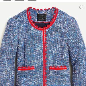 J. Crew Multicolor Tweed Jacket with Red Accents-Size 8
